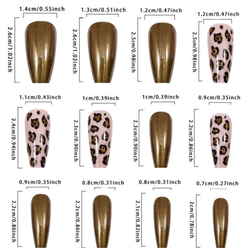 Gold and Leopard Print Press-on Nails - Picture 5 of 6
